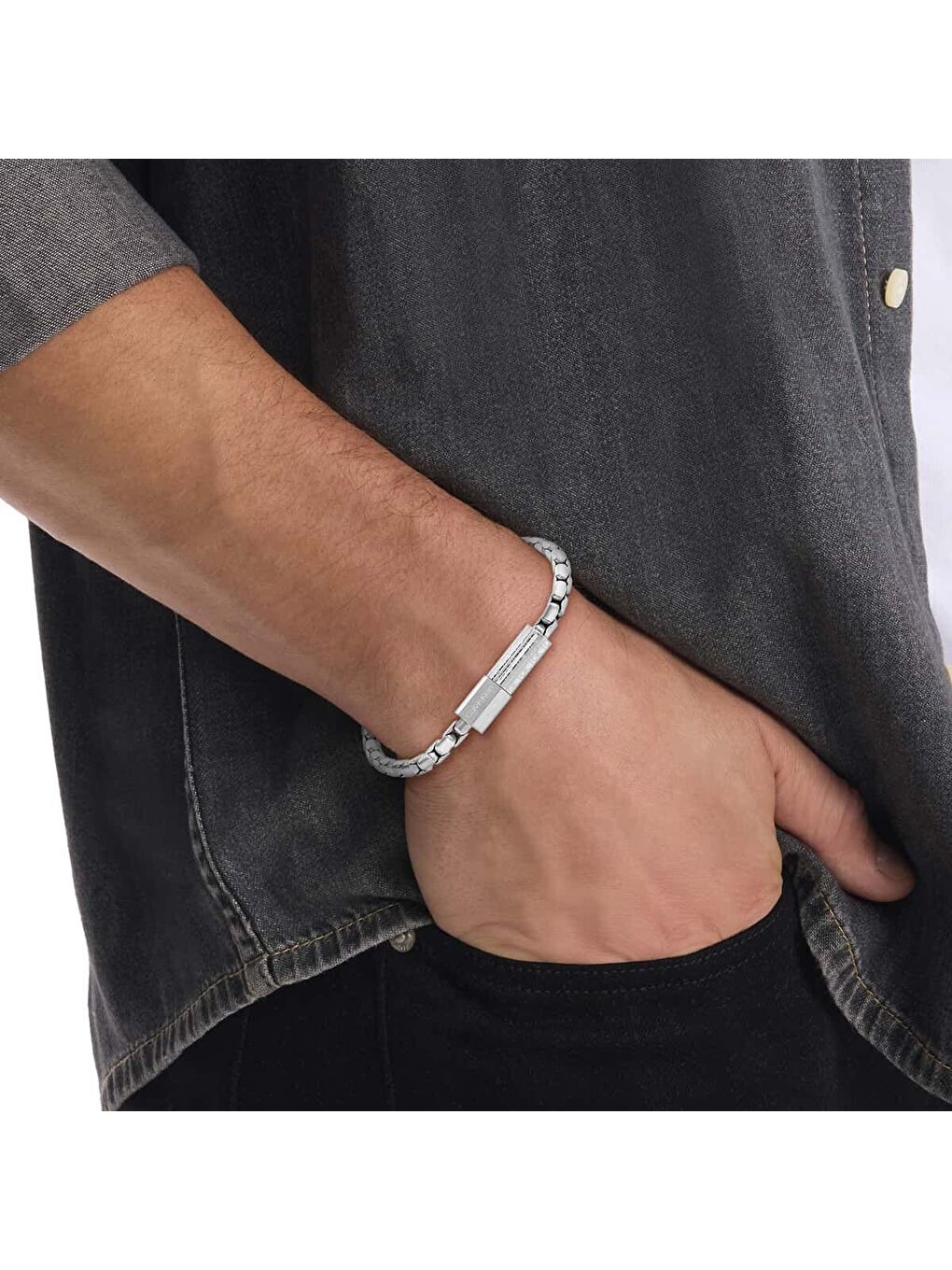 Gri CKJ35100094 Erkek Bileklik-2