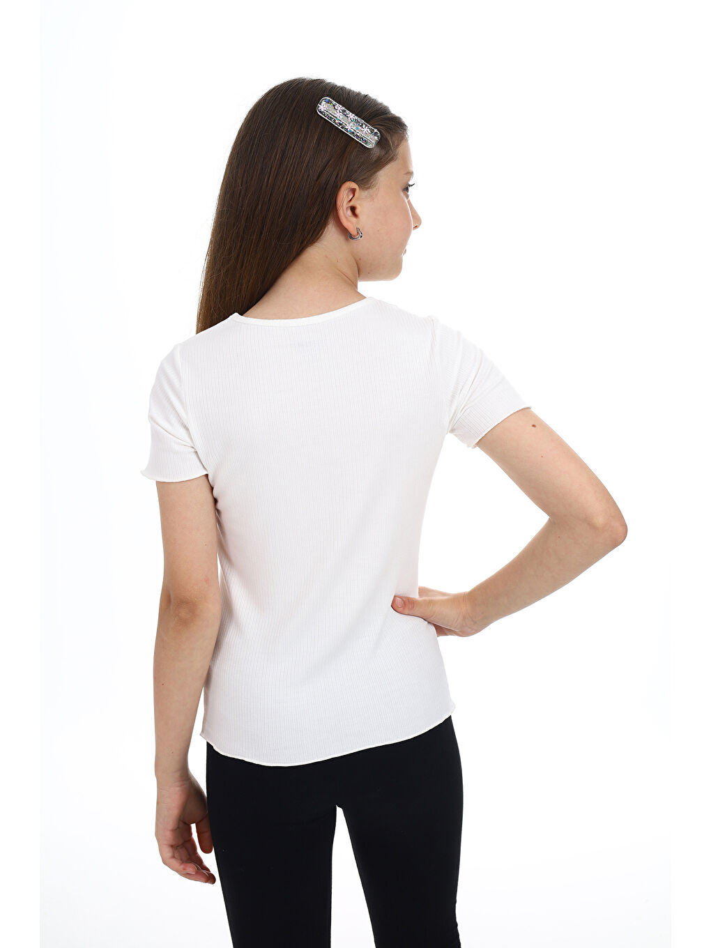 Ekru Kız Çocuk Okul Tişört-3