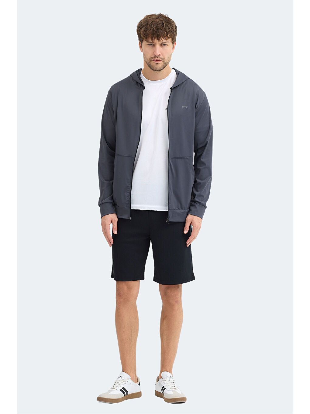 KELENOR Erkek Kapüşonlu Cepli Koyu Gri Sweatshırt-5