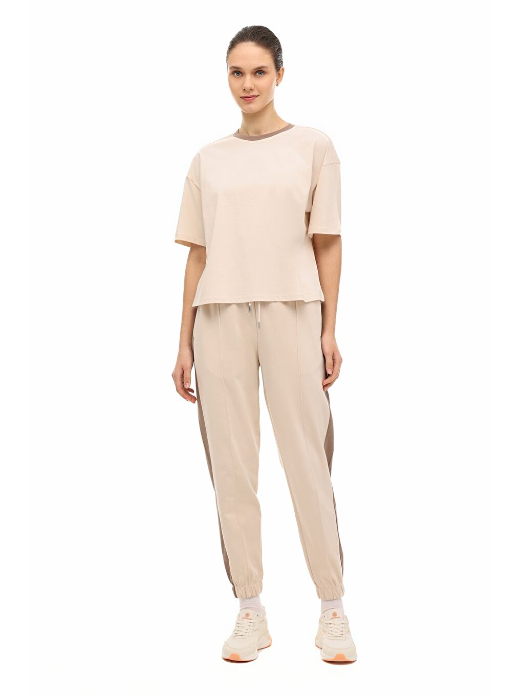 Bej WL 11MERYBEL-TSH2 6FX BEJ Kadın Kısa Kol T-Shirt-2