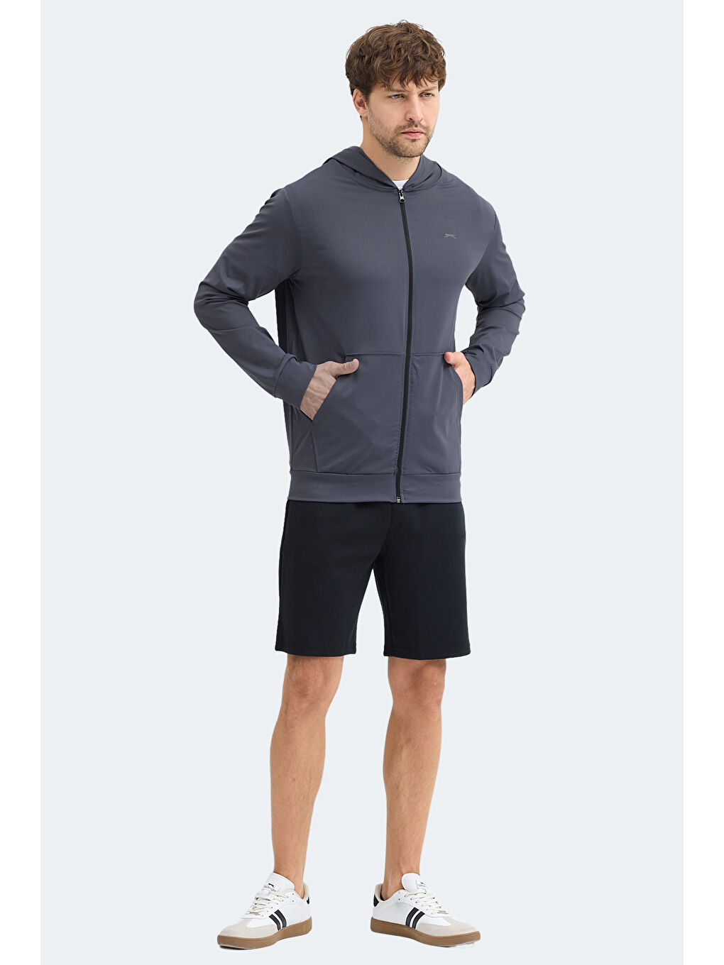 KELENOR Erkek Kapüşonlu Cepli Koyu Gri Sweatshırt-6