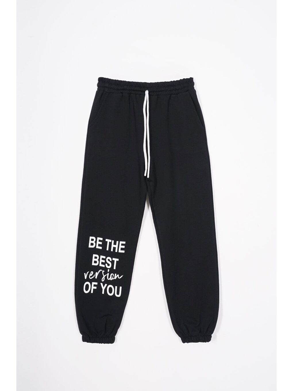 version Baskılı Lastikli Paça Siyah Renk Kız Çocuk Eşofman Tek Alt