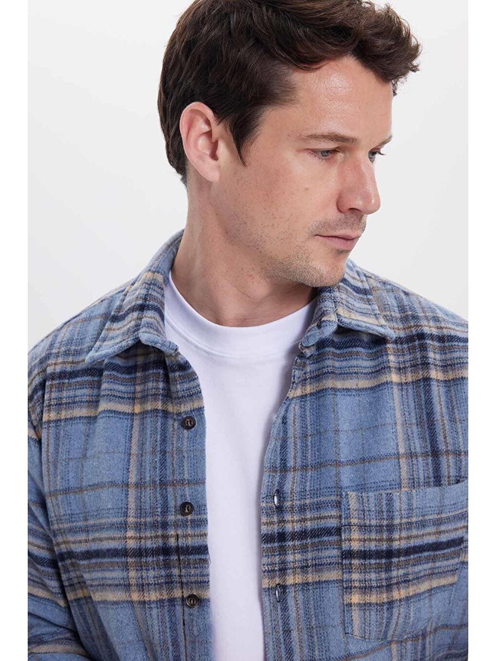 Mavi Erkek Regular Fit Rahat Kesim Kışlık Kareli Oduncu Gömlek-1