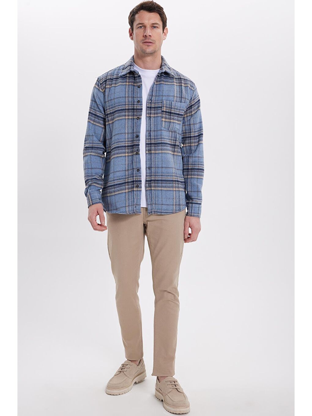 Mavi Erkek Regular Fit Rahat Kesim Kışlık Kareli Oduncu Gömlek-3