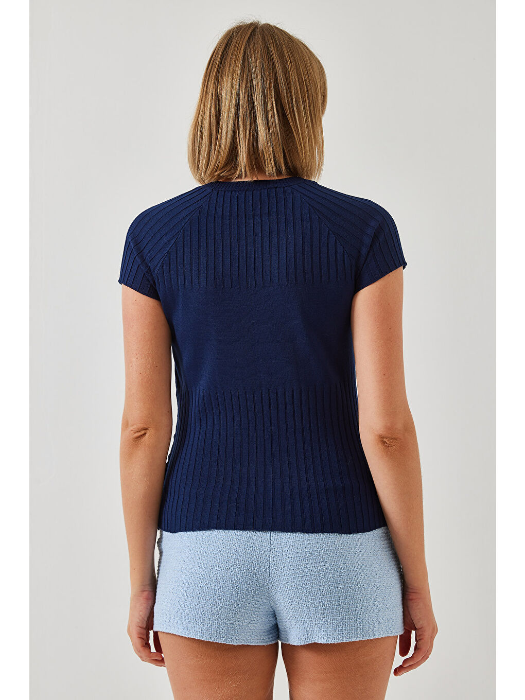 Lacivert Kadın Yandan Düğmeli Kazak-2