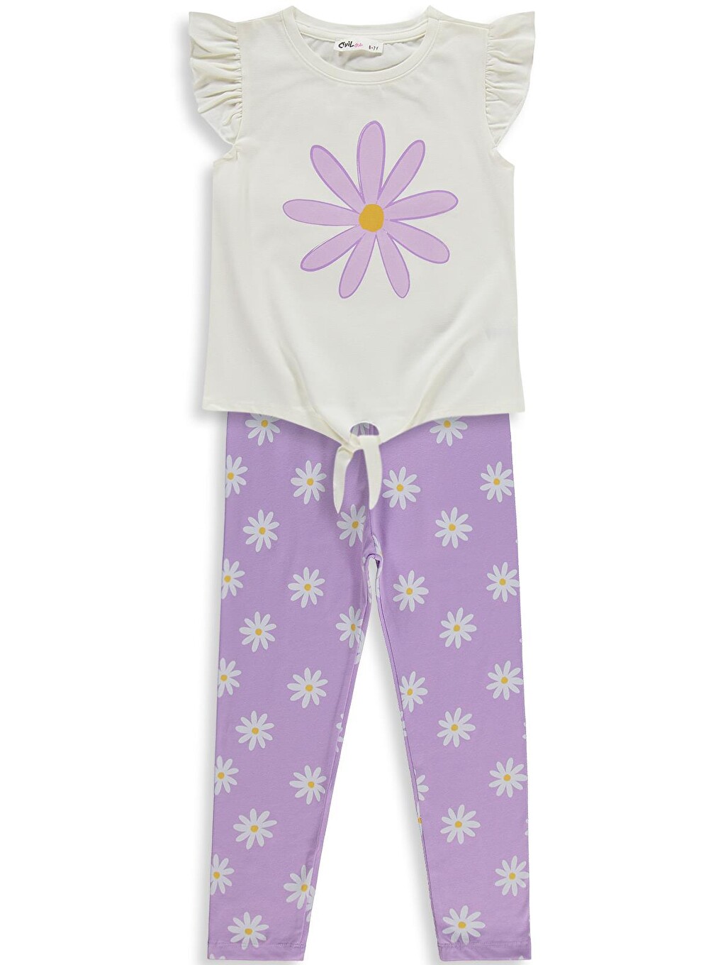 Girls Papatya Desenli 6-9 Yaş Takım - Lila