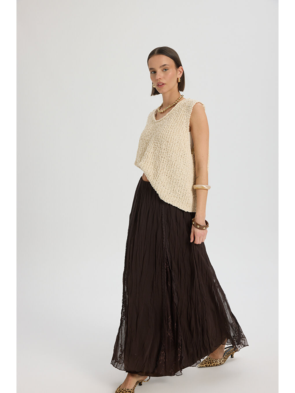 Kahverengi Aurore Dantel Detay Kahve Etek-1