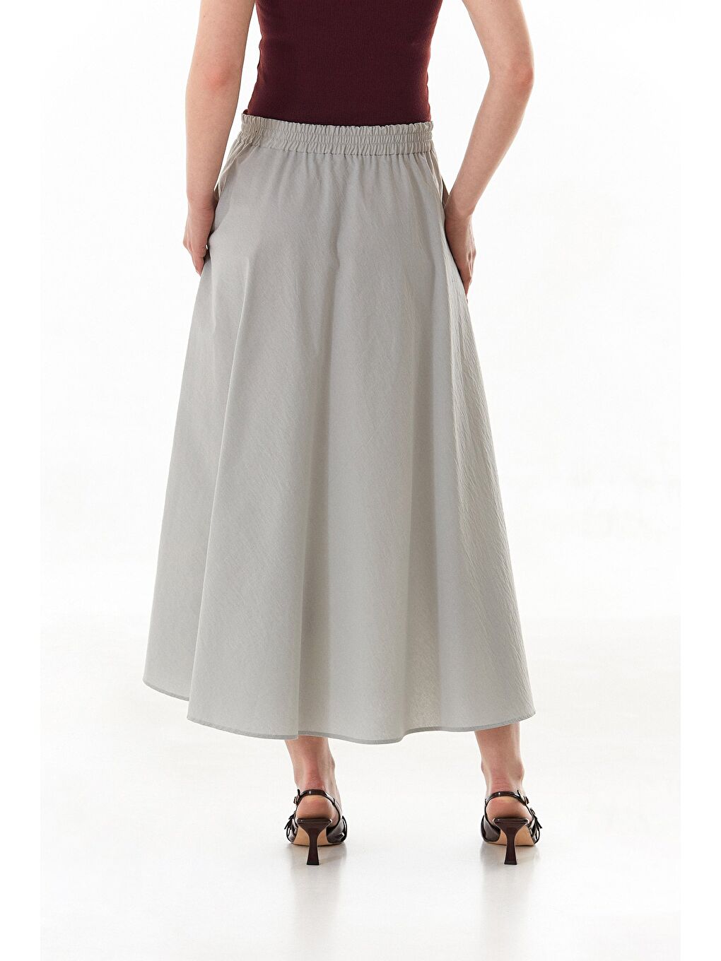 Gri Beli Lastikli Cepli Terikoton Etek-3