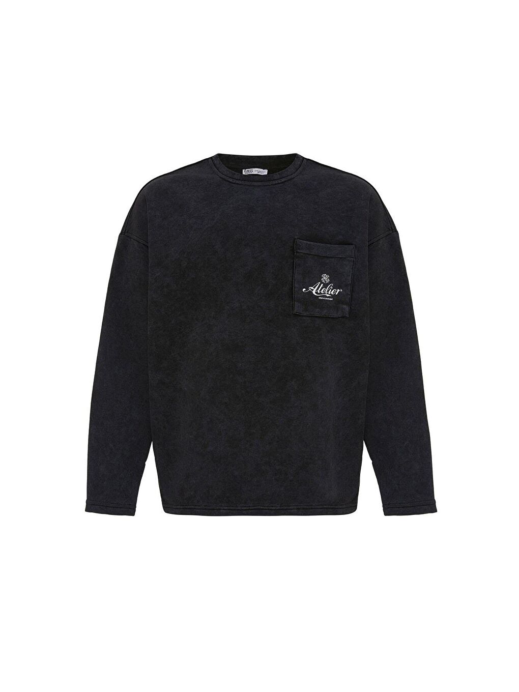 Yıkamalı Oversize Cep Detaylı Sweatshirt Siyah-6