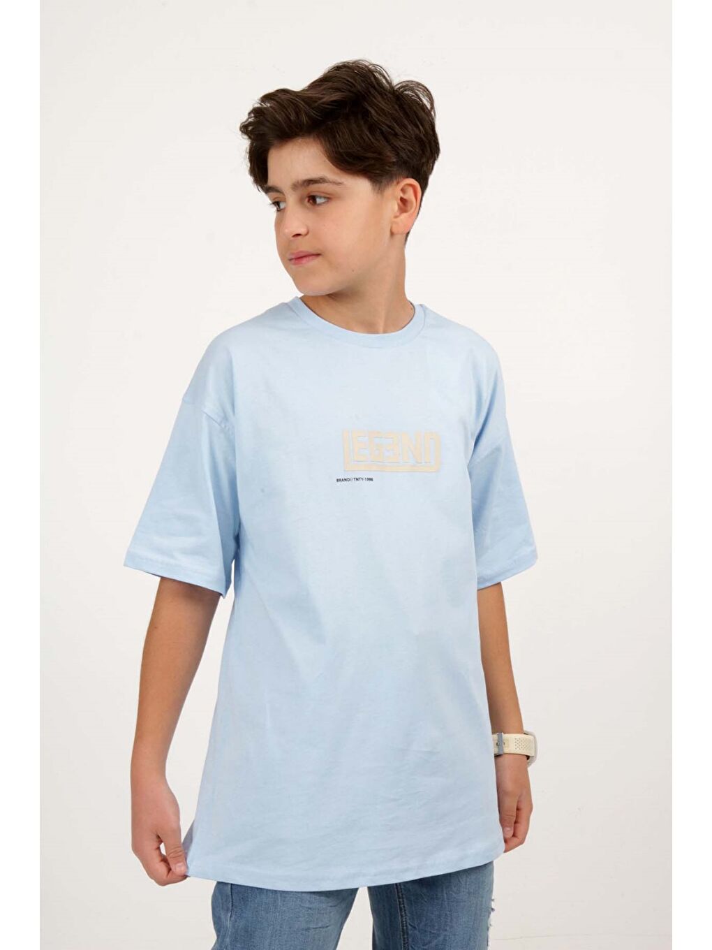 Mavi Erkek Çocuk Baskılı Tişört-1