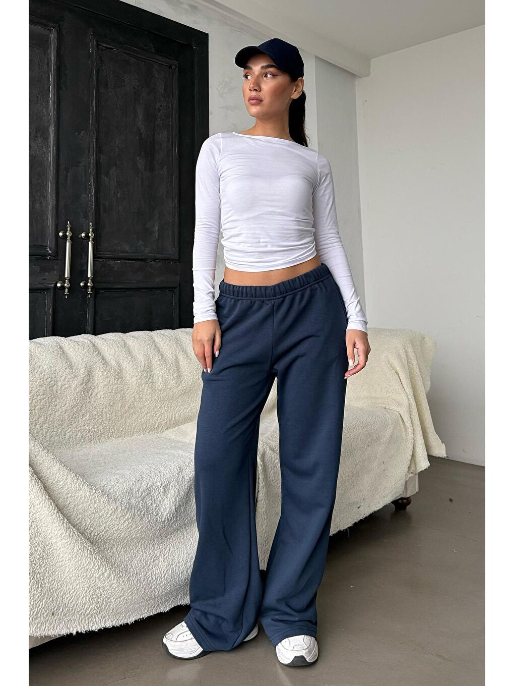 Lacivert Bol Paça Kadın Eşofman Altı Mg2279-2