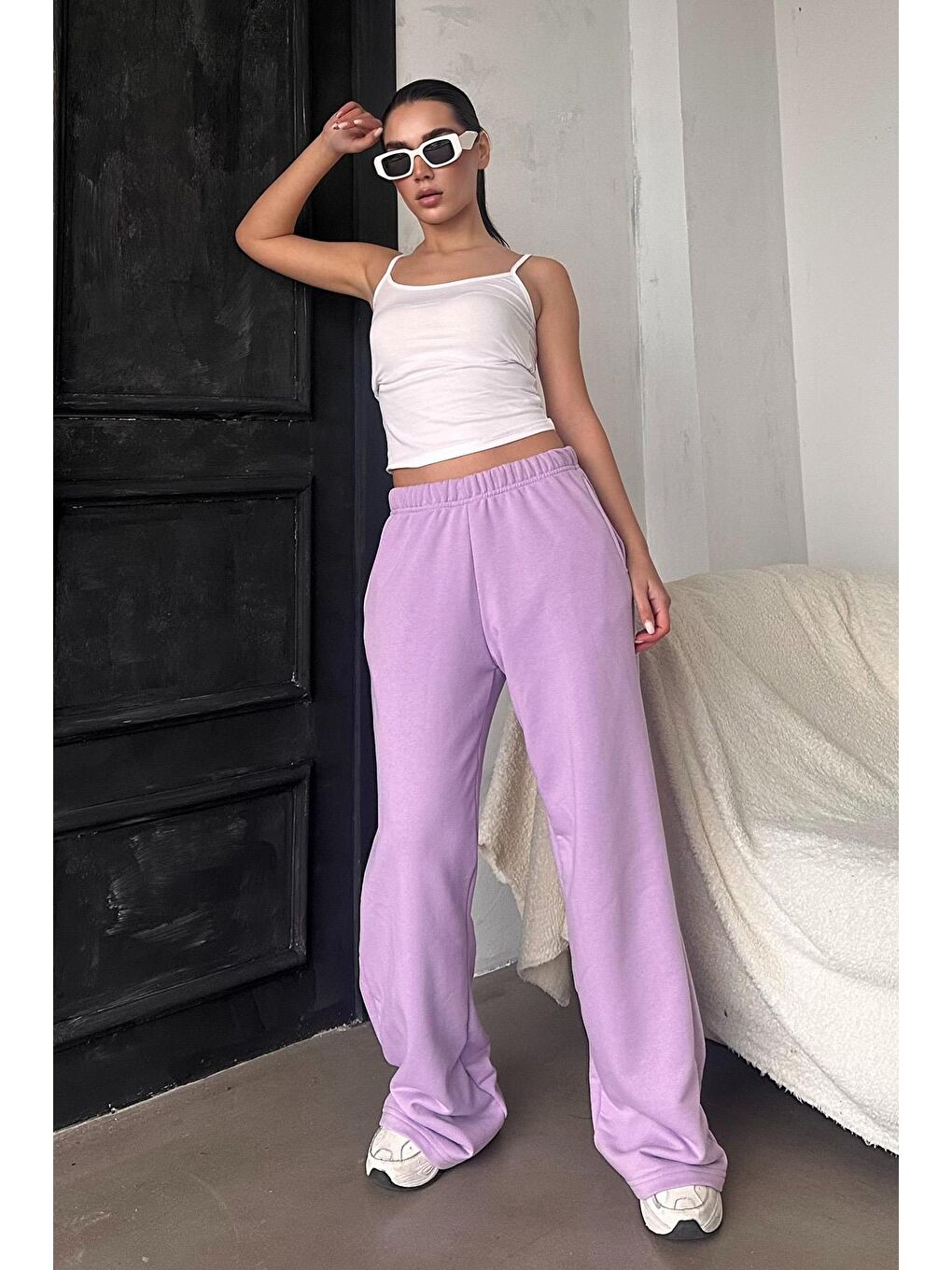 Lila Bol Paça Kadın Eşofman Altı Mg2279-1