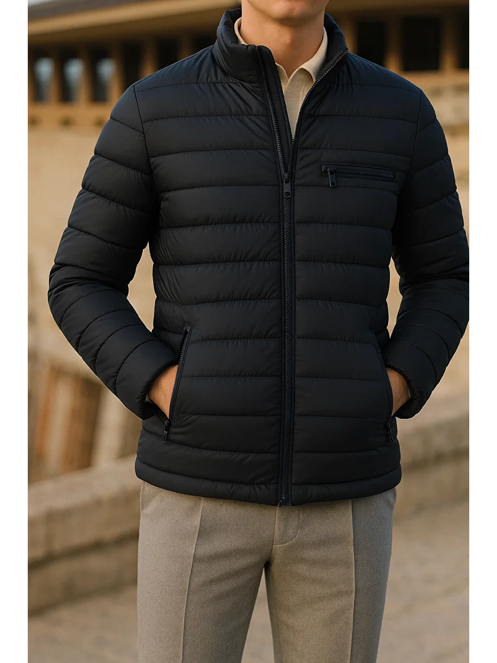 Erkek Kışlık Comfort Trend Günlük K.Lacivert Şişme Mont