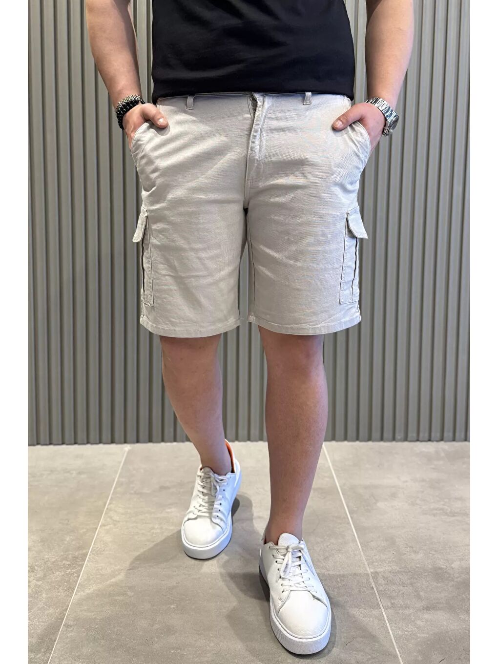 Bej Kargo Cepli Erkek Şort