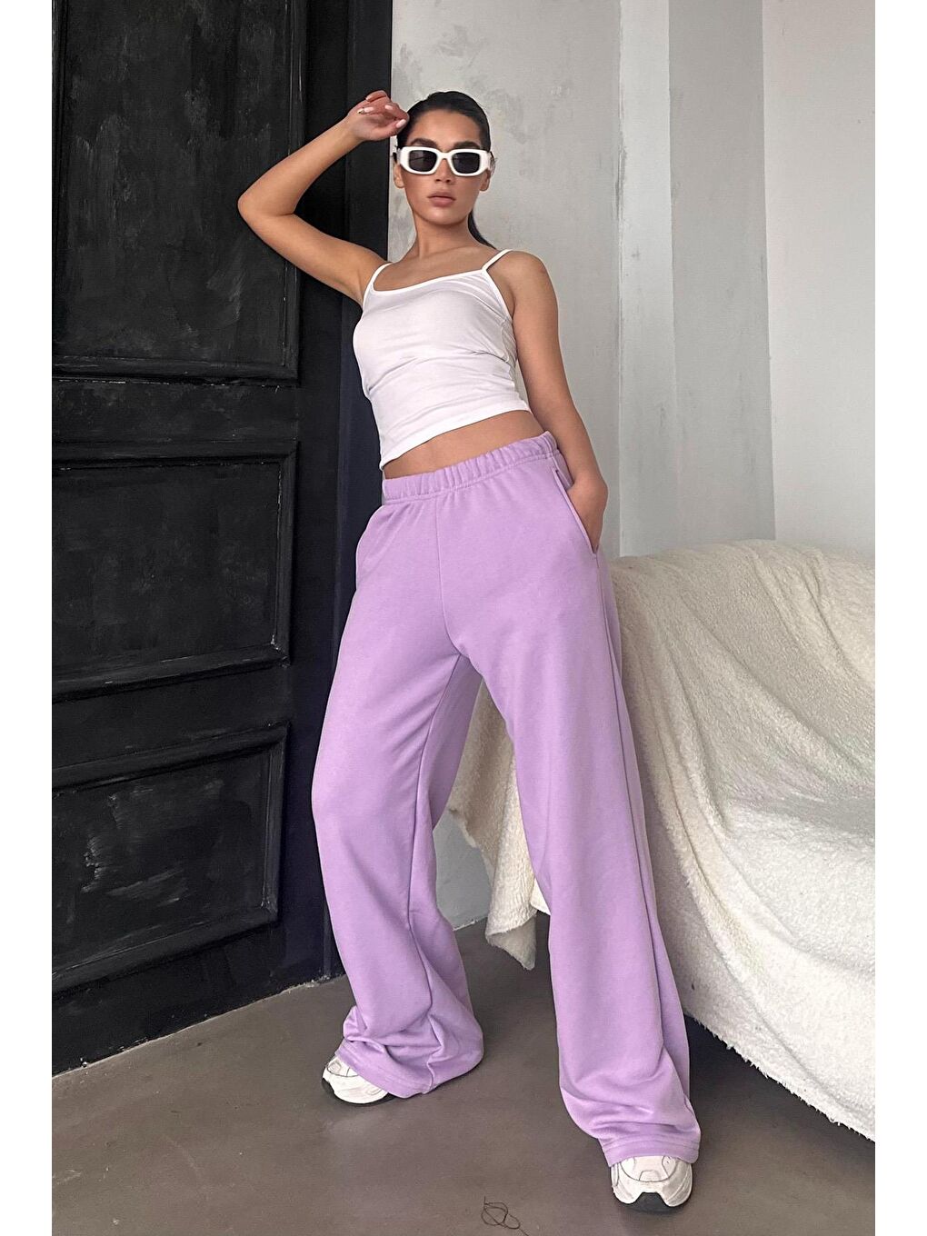 Lila Bol Paça Kadın Eşofman Altı Mg2279-7