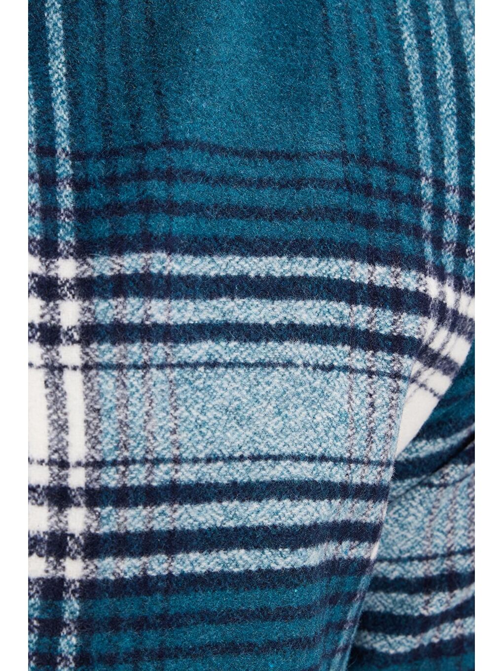 Petrol Erkek Slim Fit Dar Kesim Kareli Kışlık Oduncu Gömlek-4