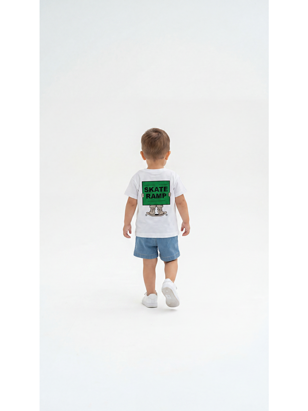 Beyaz Skate Ramp Baskılı Erkek Bebek Alt Üst Takım-3