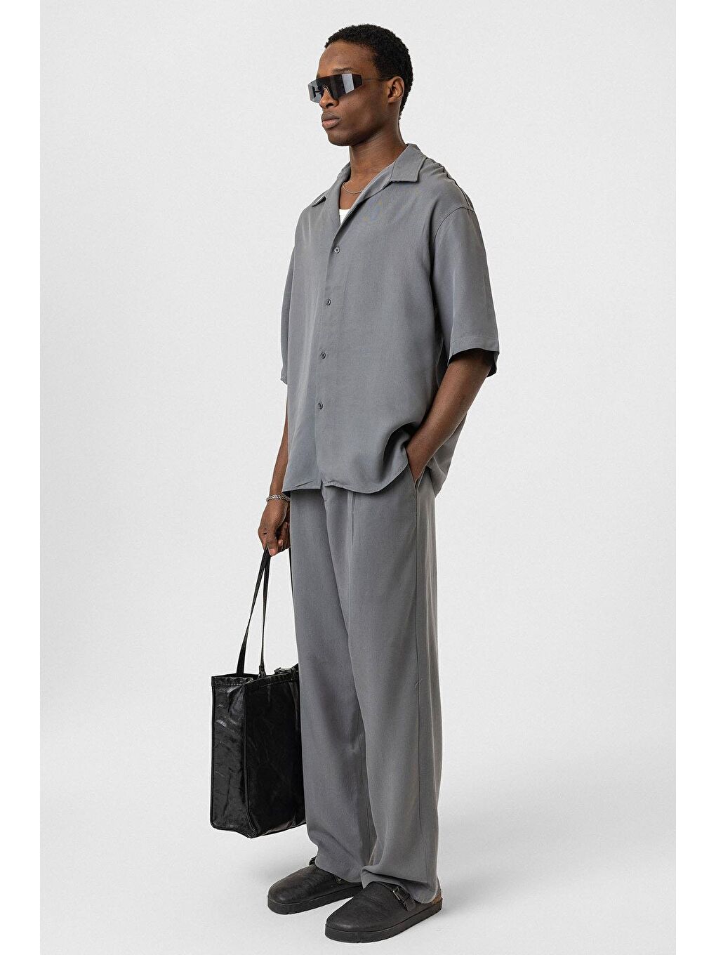 Relaxed Fit Kumaş  Erkek Pantolon Gri