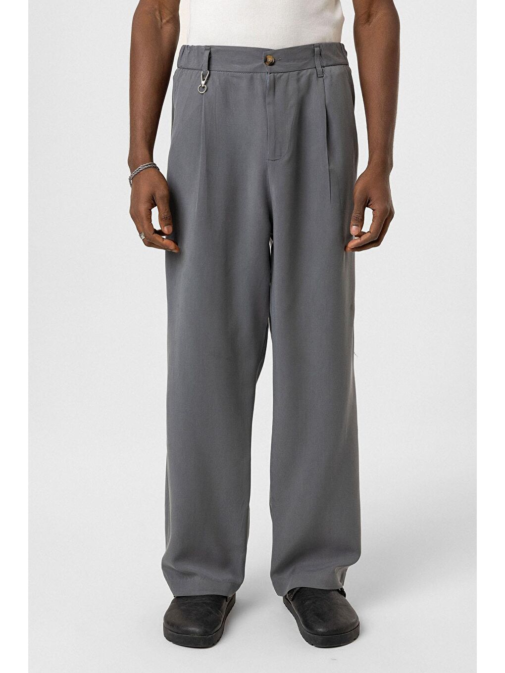 Relaxed Fit Kumaş  Erkek Pantolon Gri-1