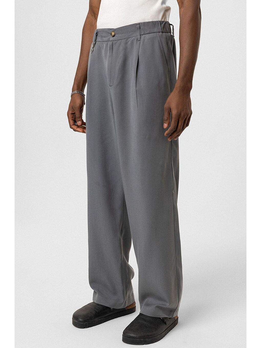 Relaxed Fit Kumaş  Erkek Pantolon Gri-2