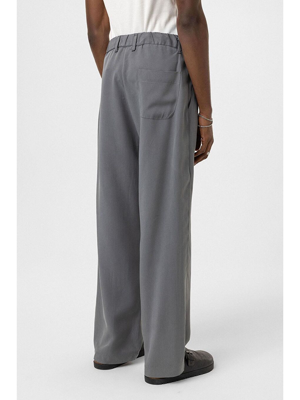 Relaxed Fit Kumaş  Erkek Pantolon Gri-3