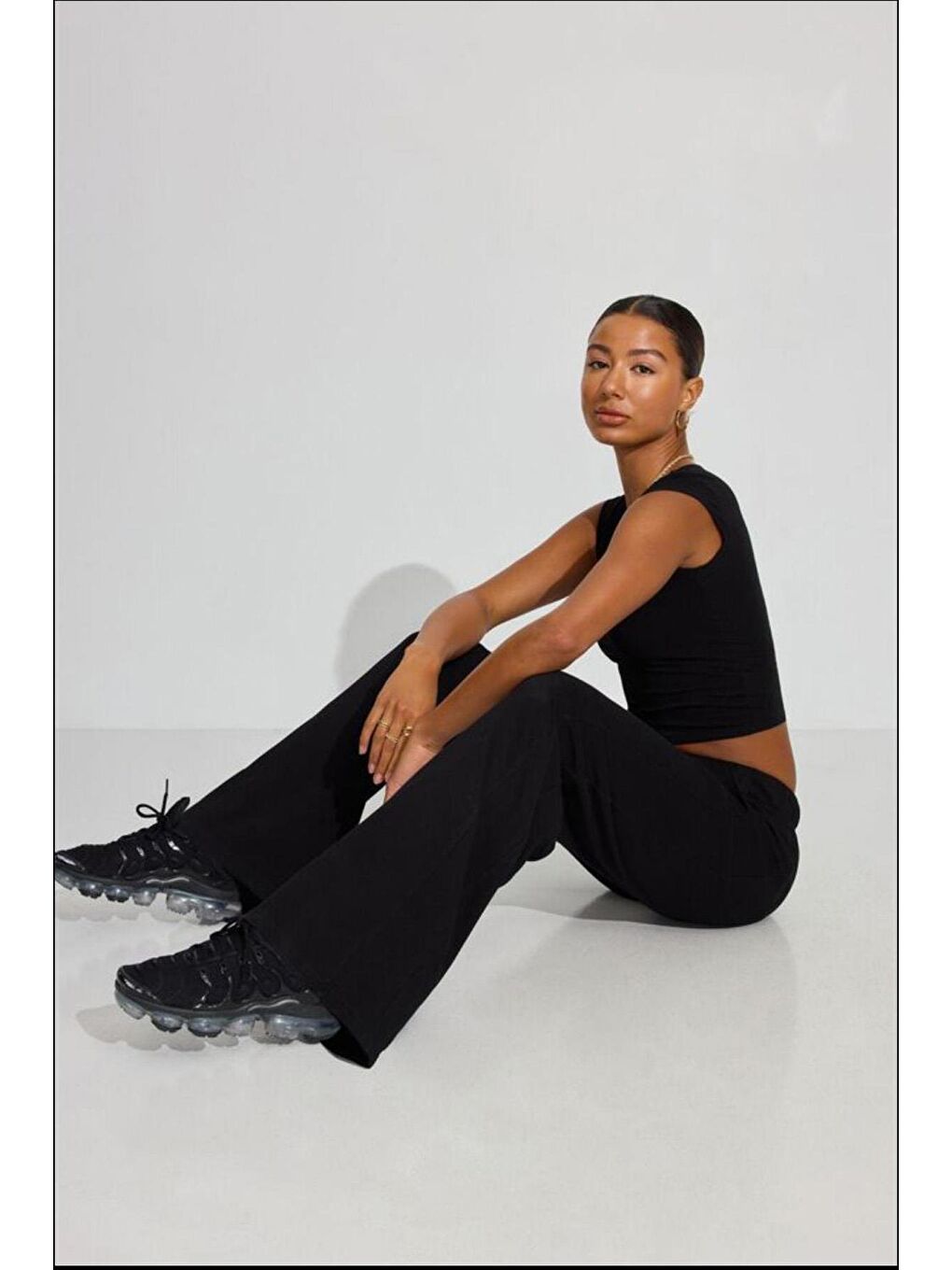 Siyah Bol Paça Kadın Eşofman Altı Mg2279-6