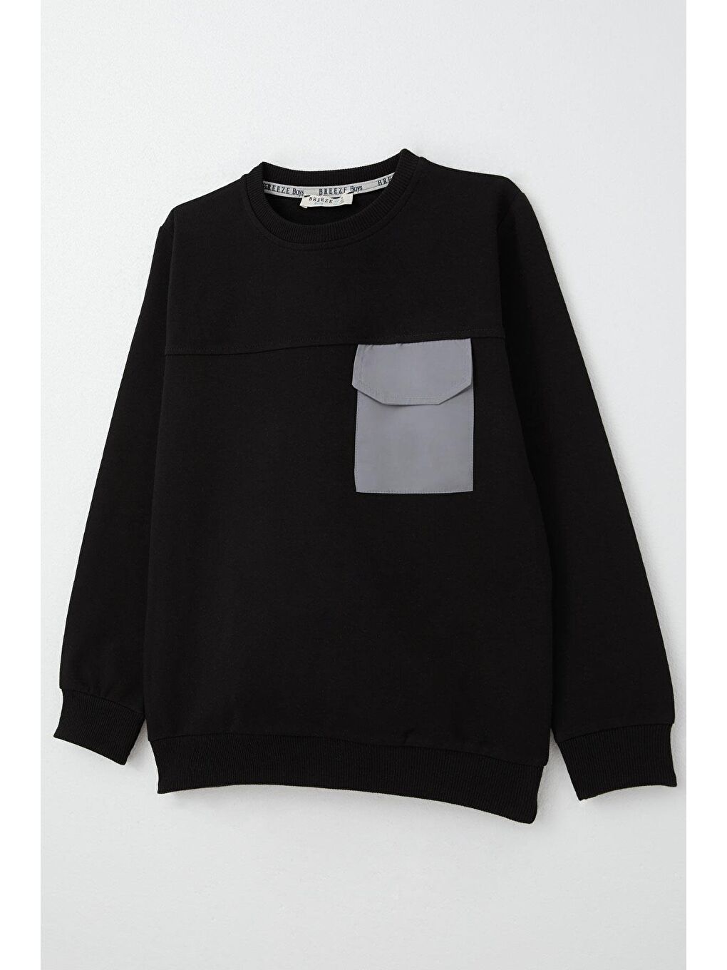 Erkek Çocuk Sweatshirt Kapaklı Cep Detaylı Siyah (6-12 Yaş)-6