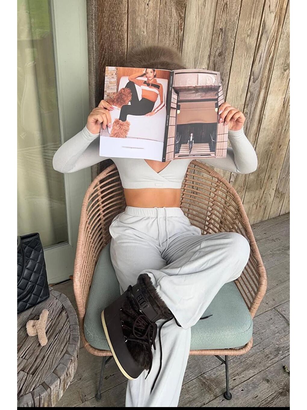 Beyaz Bol Paça Kadın Eşofman Altı Mg2279-4