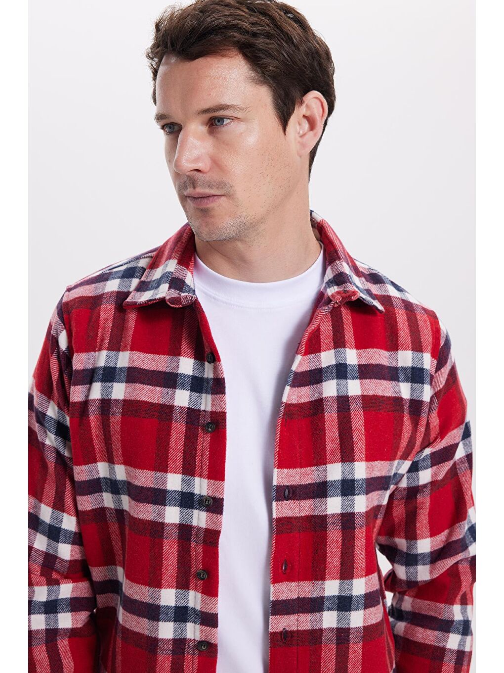 Karışık Erkek Slim Fit Dar Kesim Kareli Kışlık Oduncu Gömlek-1