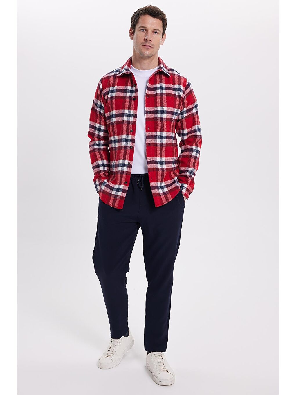 Karışık Erkek Slim Fit Dar Kesim Kareli Kışlık Oduncu Gömlek-3