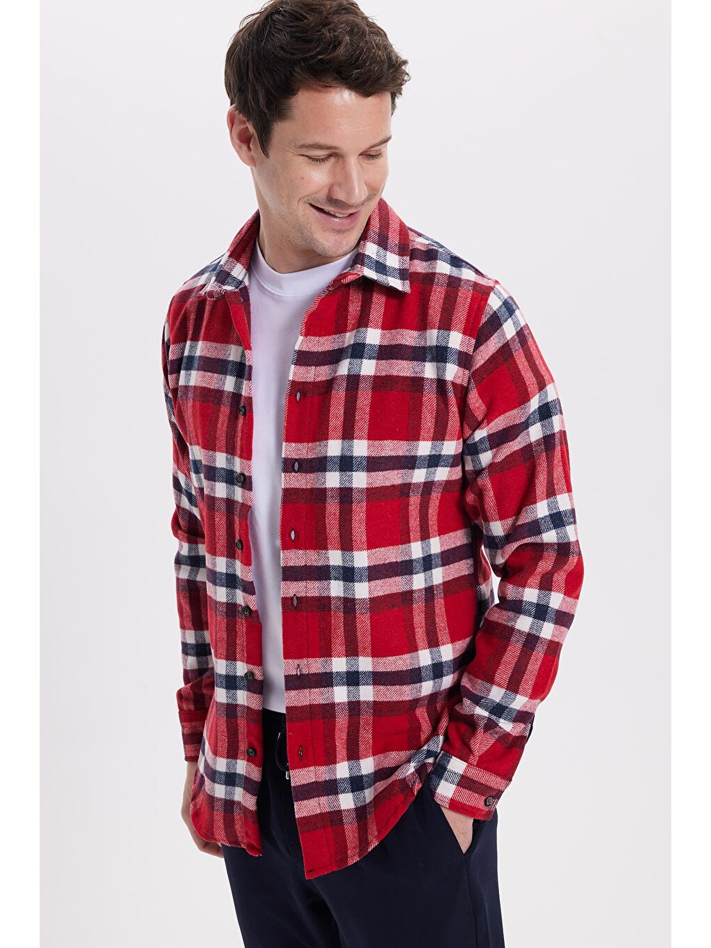 Karışık Erkek Slim Fit Dar Kesim Kareli Kışlık Oduncu Gömlek-4