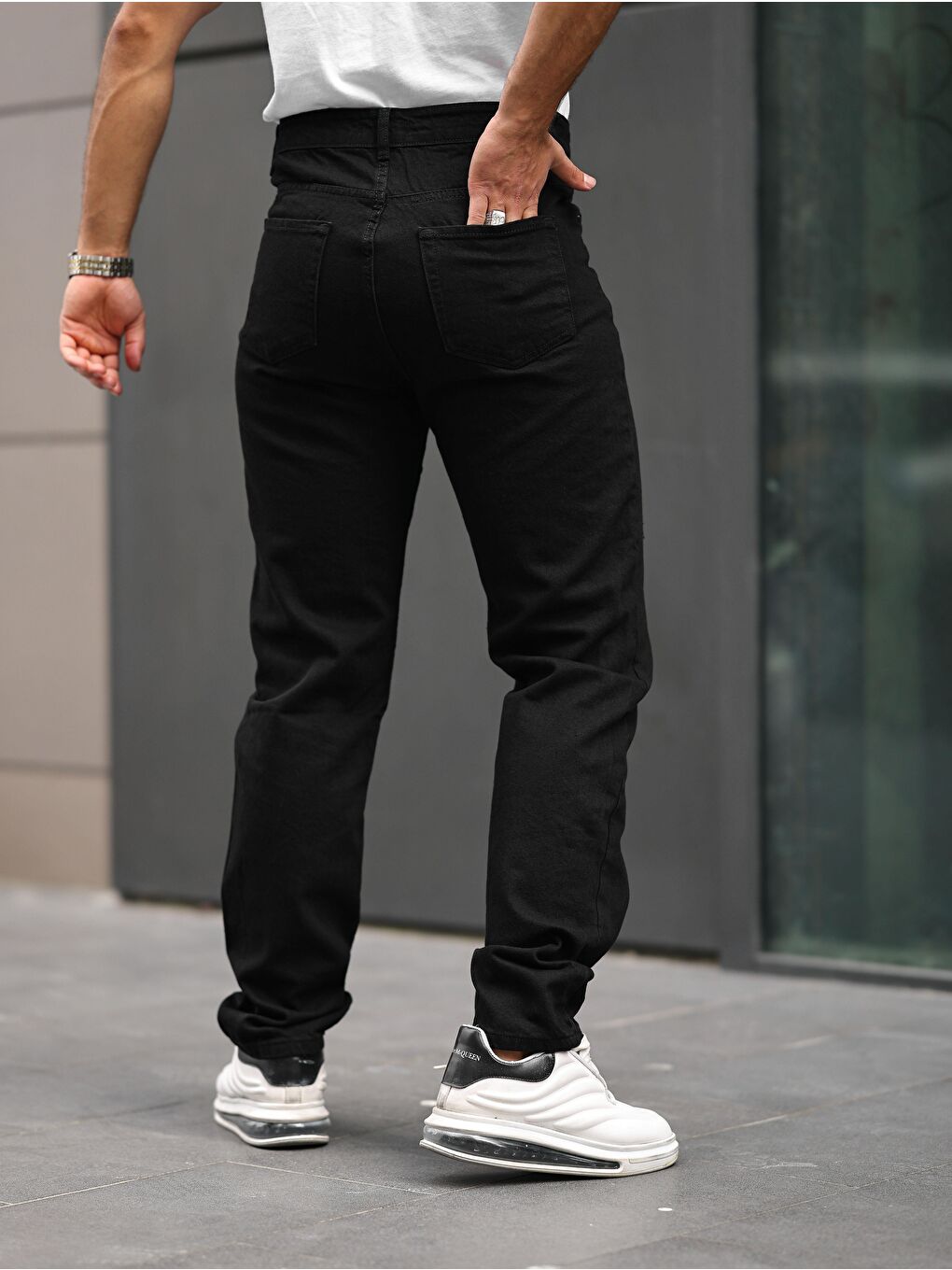 Siyah Erkek BAGGY Salaş Bol ve Rahat Kalıp Jeans Pantolon-2