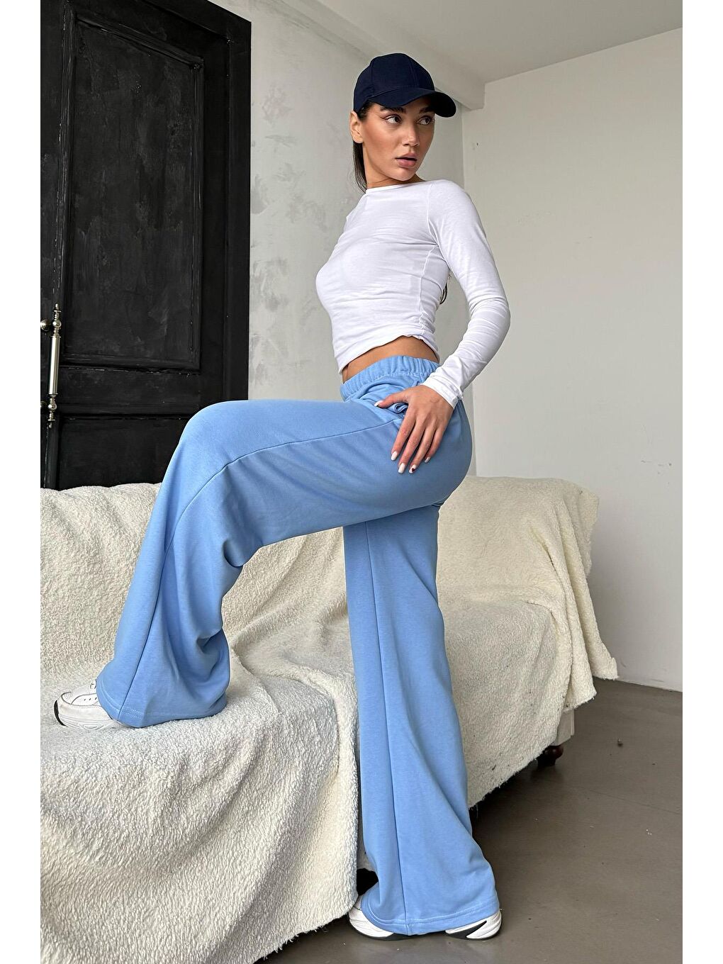 Mavi Bol Paça Kadın Eşofman Altı Mg2279-2