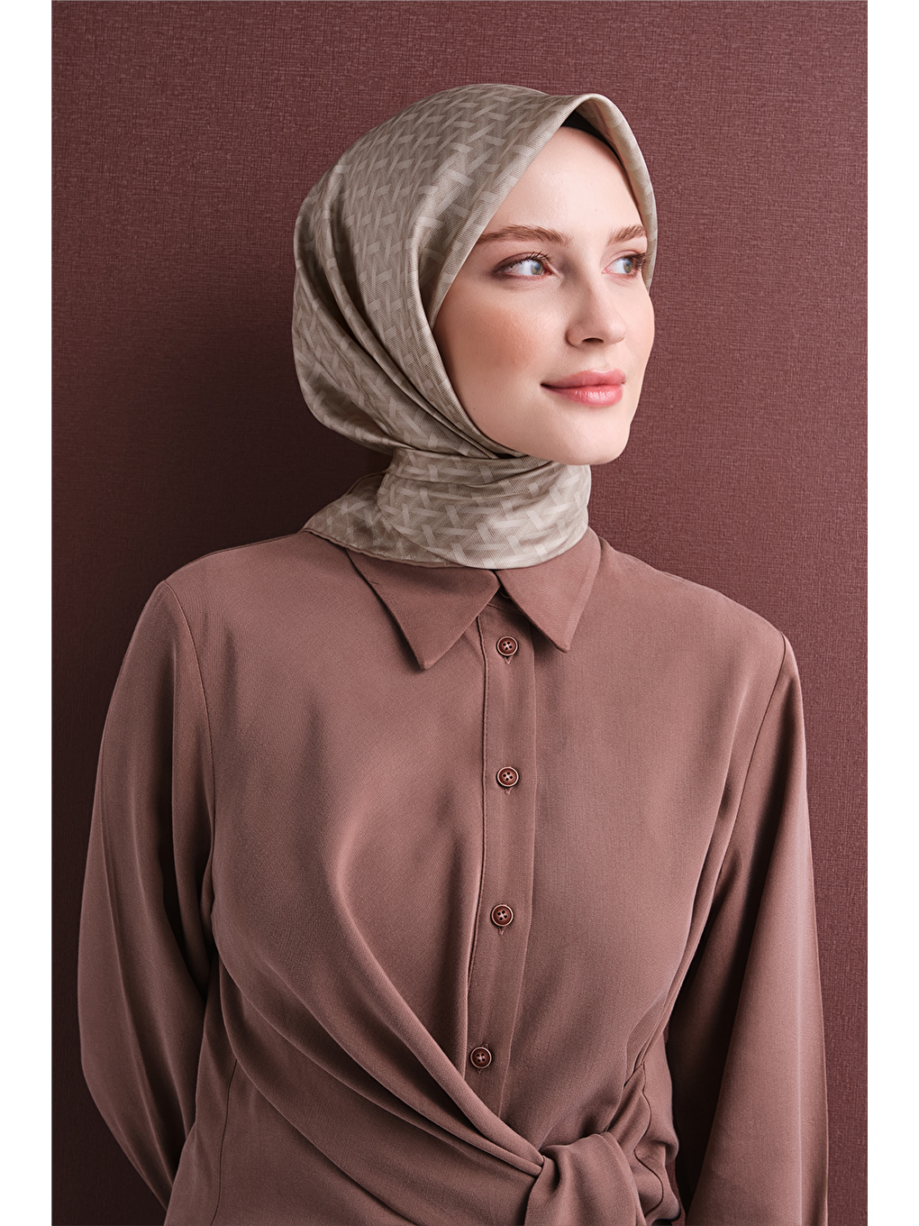 Bej Saf İpek Twill Eşarp 9622d 01-5