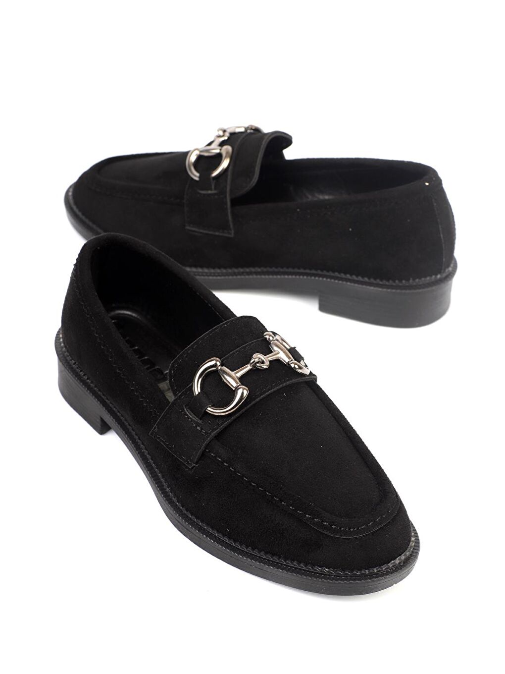 Siyah Metal Tokalı  Kadın Loafer-1