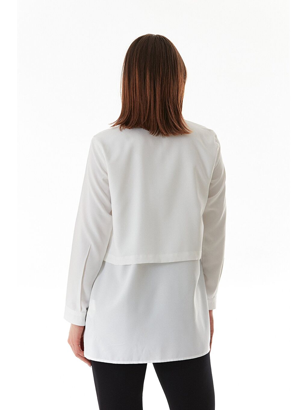 Beyaz Düğmeli Önü Bağlamalı Gömlek-4