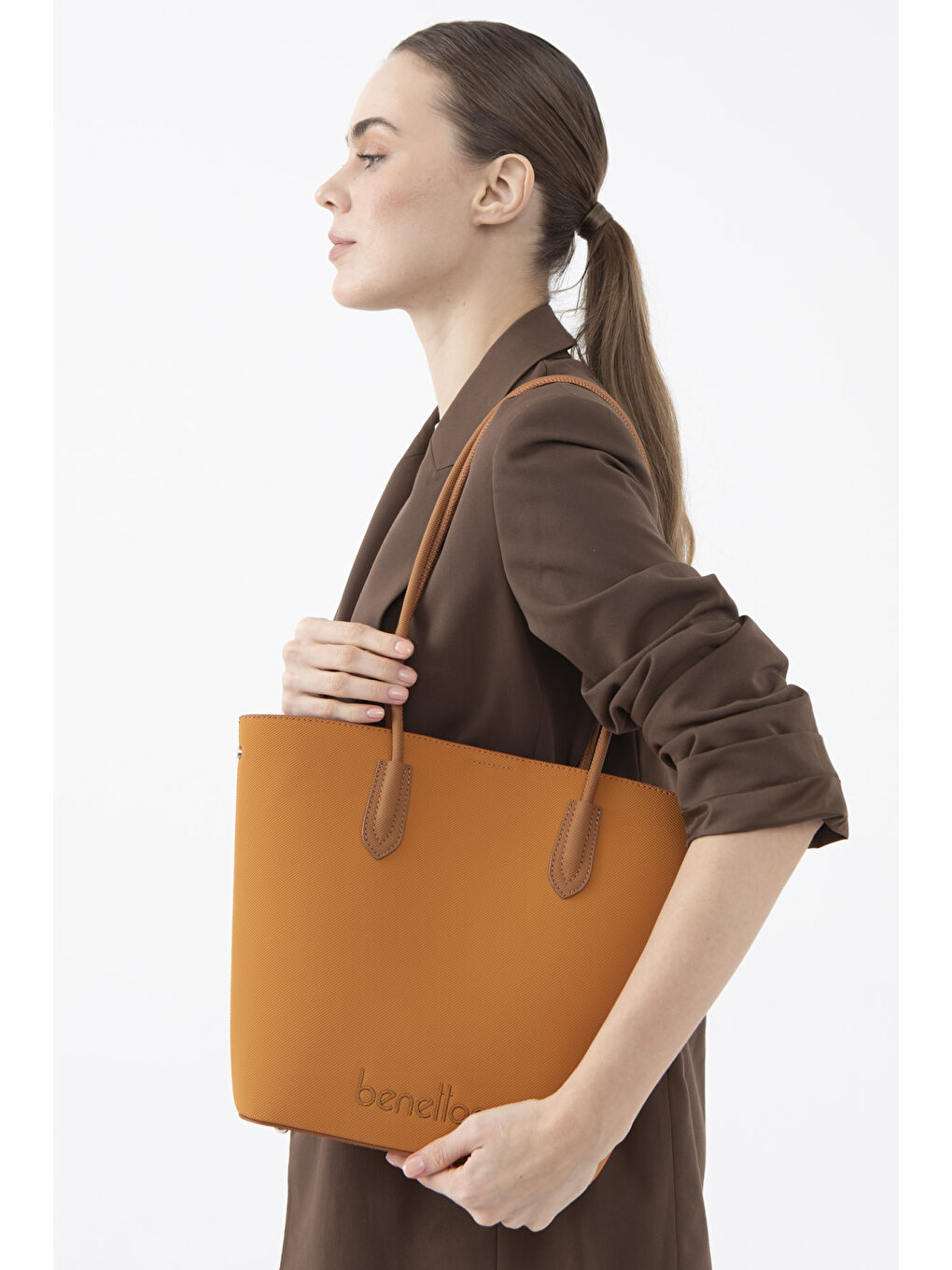 Kahverengi Kadin Kol Çantasi Hardal-Camel BNT1609-1