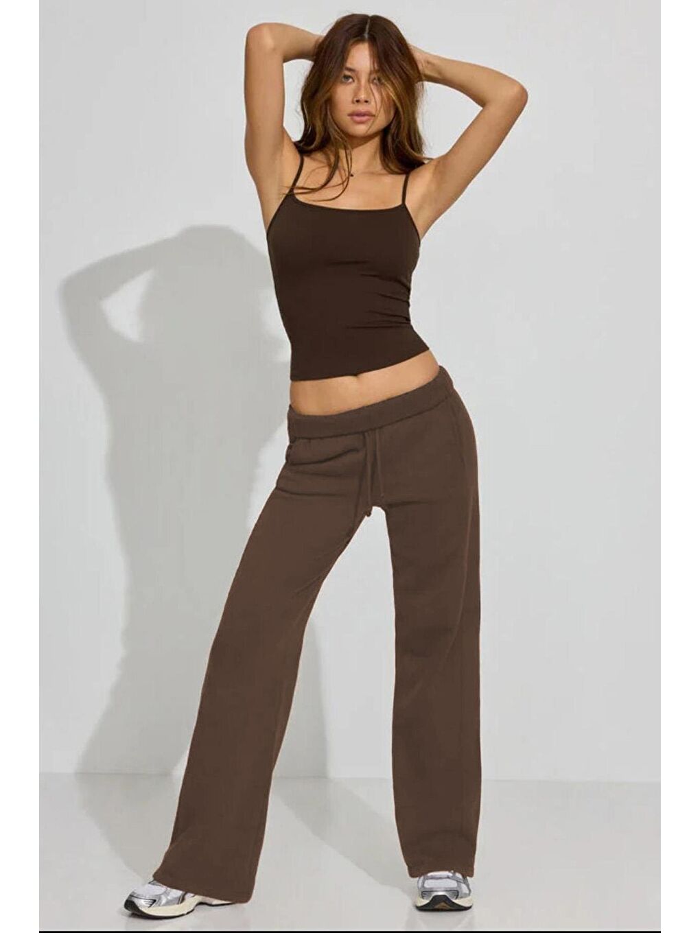 Kahverengi Bol Paça Kadın Eşofman Altı Mg2279-6