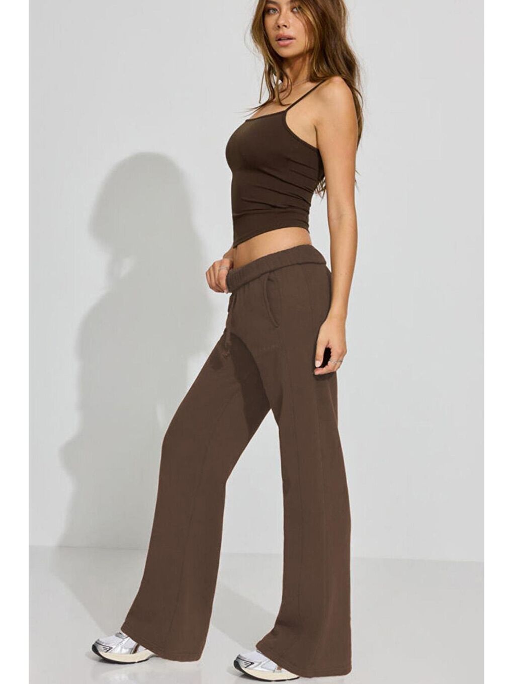 Kahverengi Bol Paça Kadın Eşofman Altı Mg2279-8