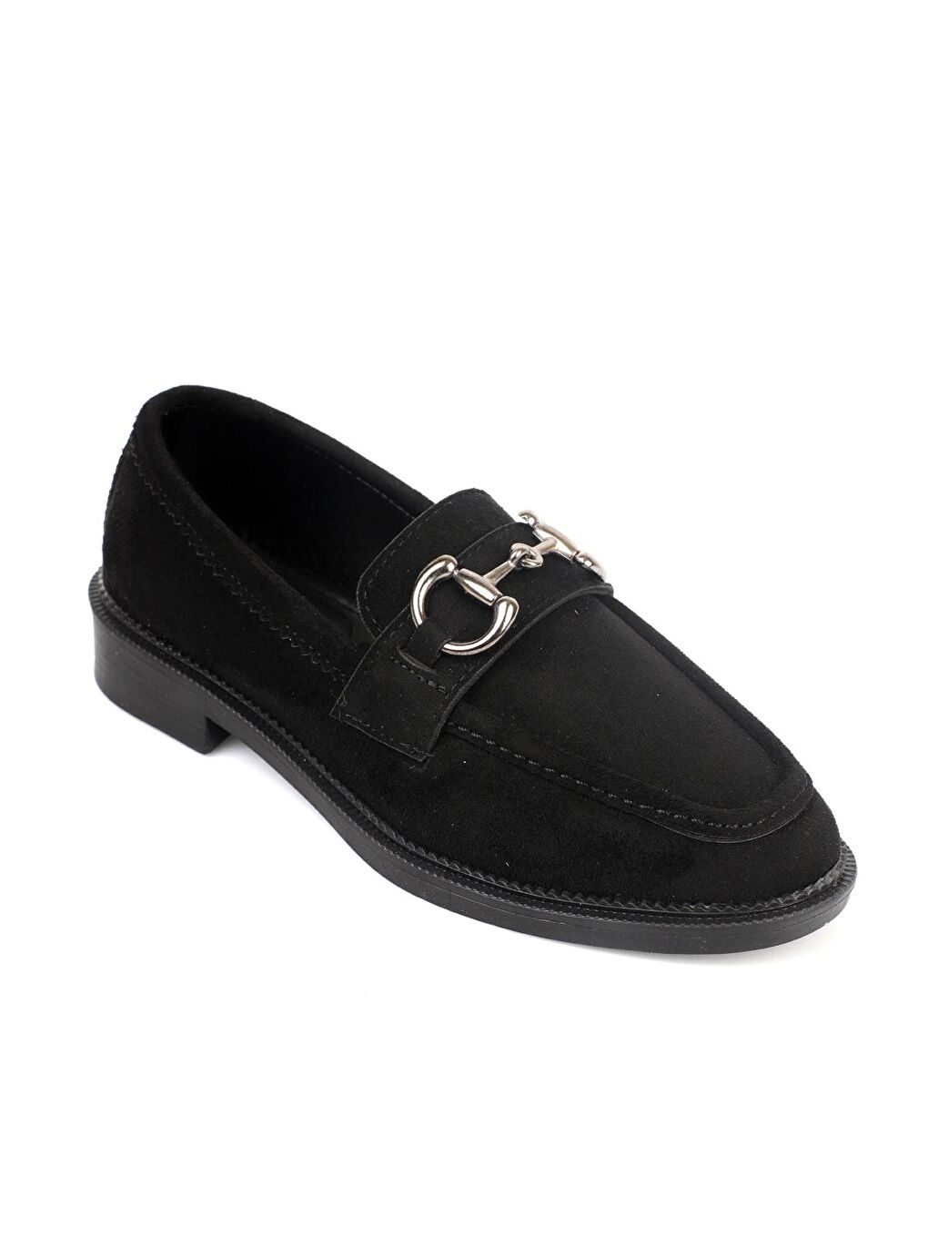 Siyah Metal Tokalı  Kadın Loafer-3