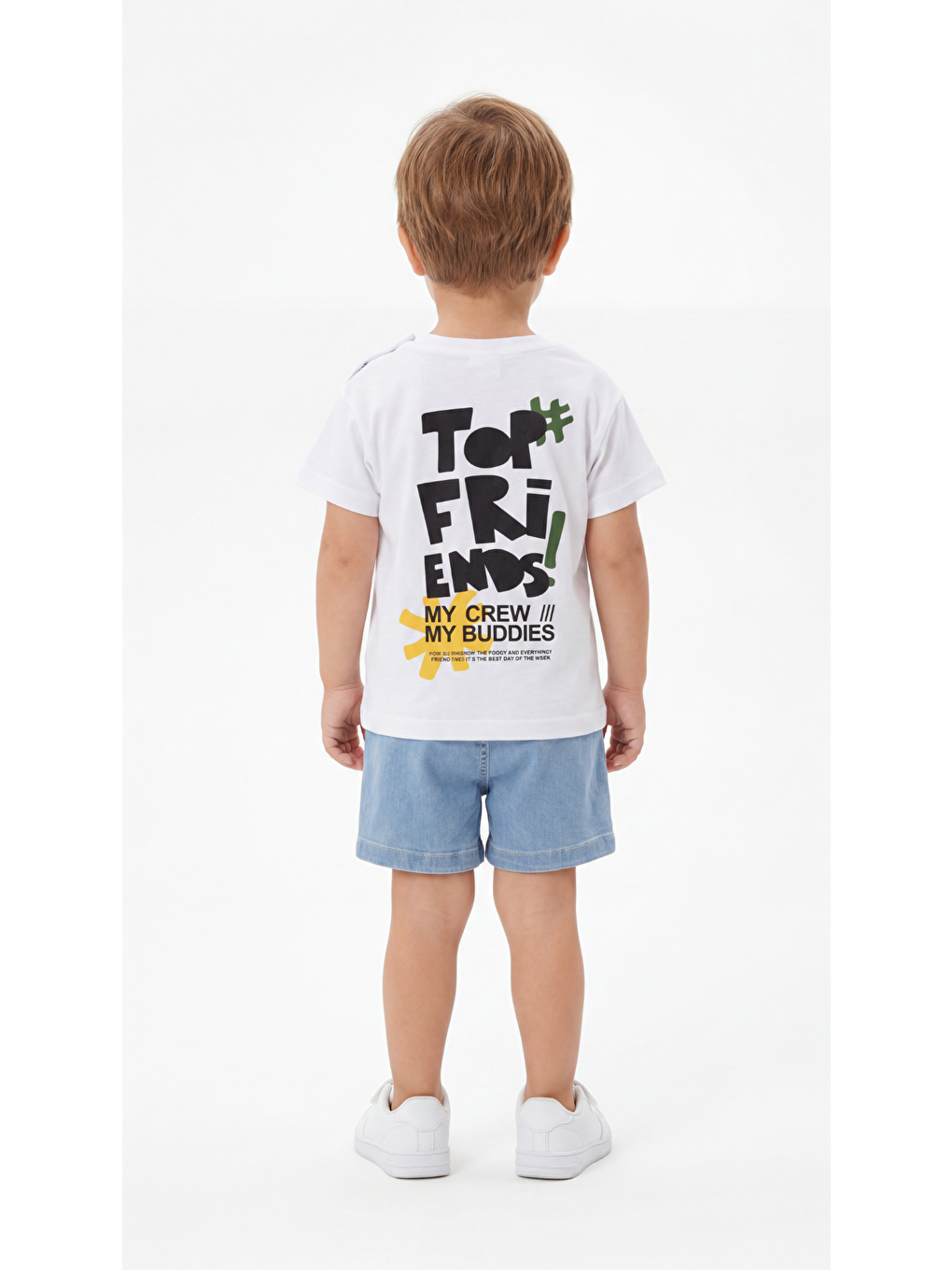 Beyaz My Crew My Buddies Baskılı Erkek Bebek Alt Üst Takım-3