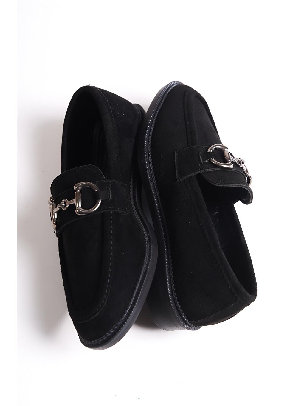 Siyah Metal Tokalı  Kadın Loafer-4