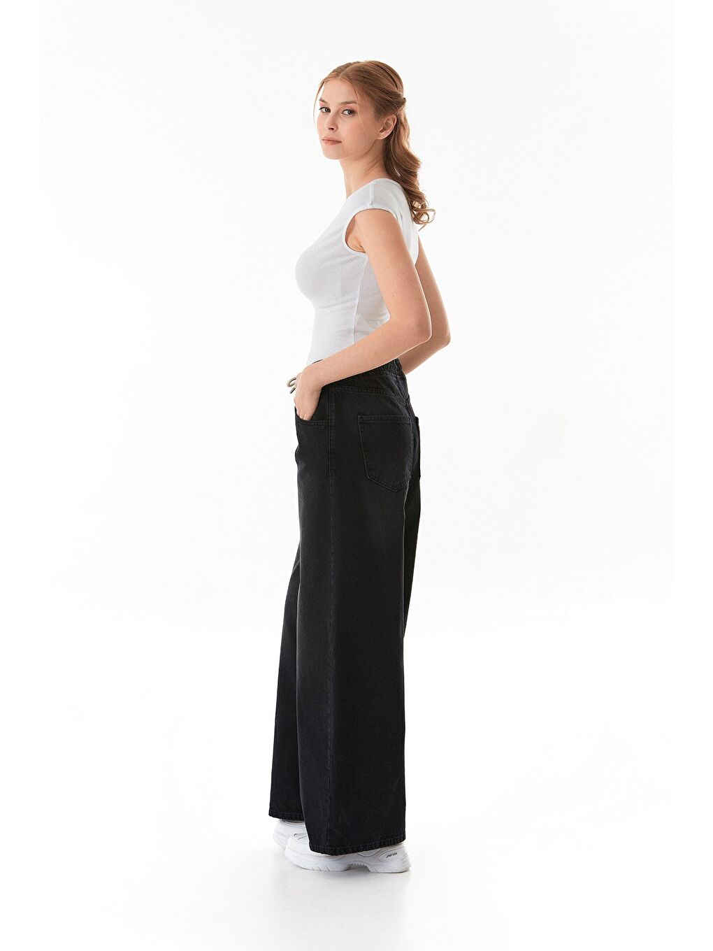 Antrasit Beli Bağlamalı Eskitme Görünümlü Palazzo Jean-1