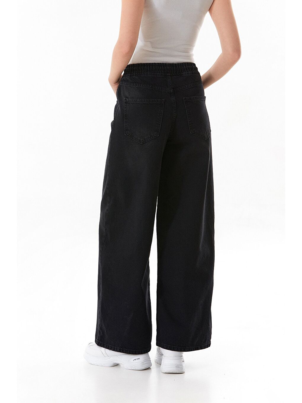 Antrasit Beli Bağlamalı Eskitme Görünümlü Palazzo Jean-2