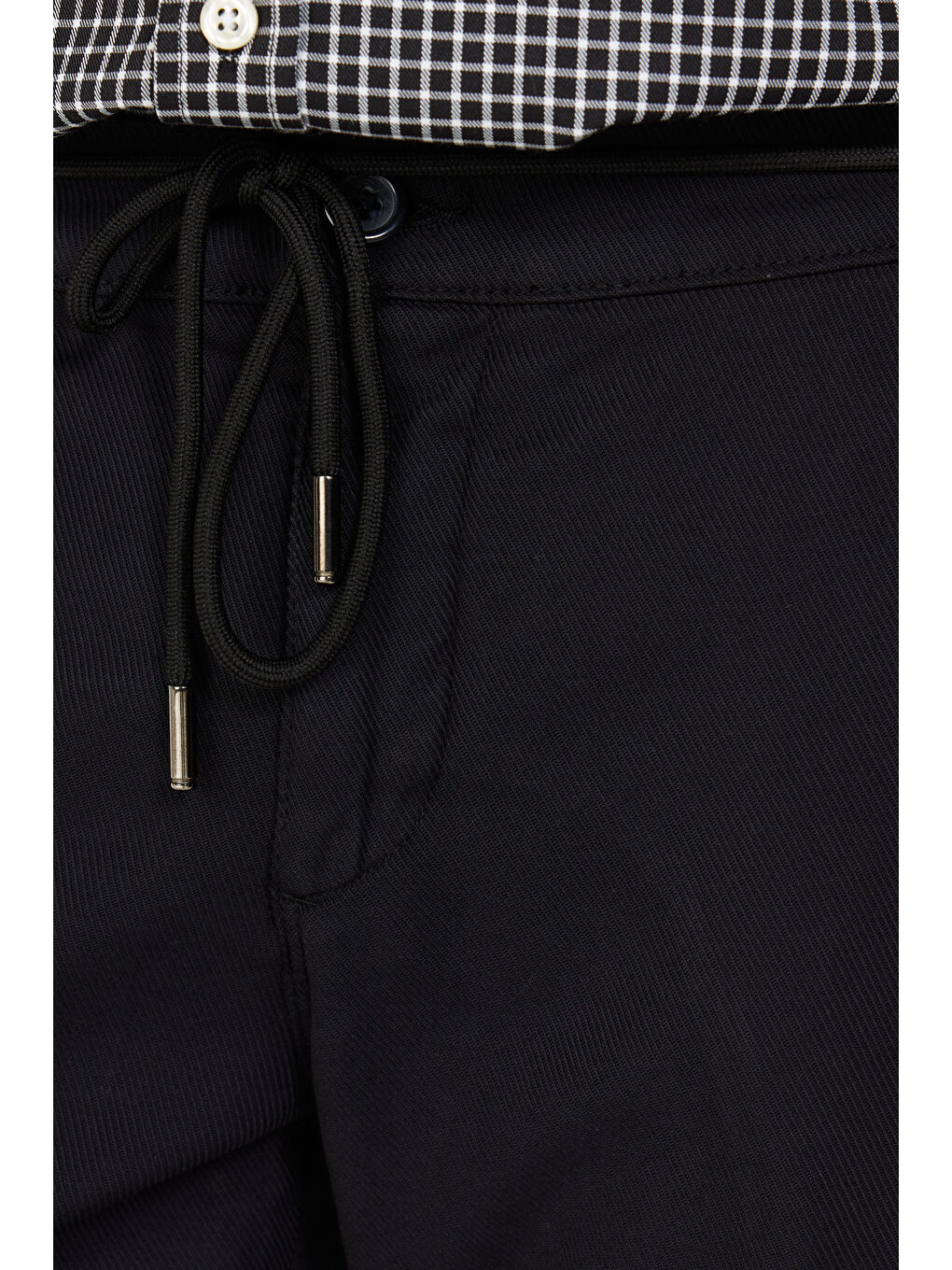 Erkek Siyah-Beyaz Slim Fit Dar Kesim Düğmeli Yaka Pamuklu Kareli Gömlek-3