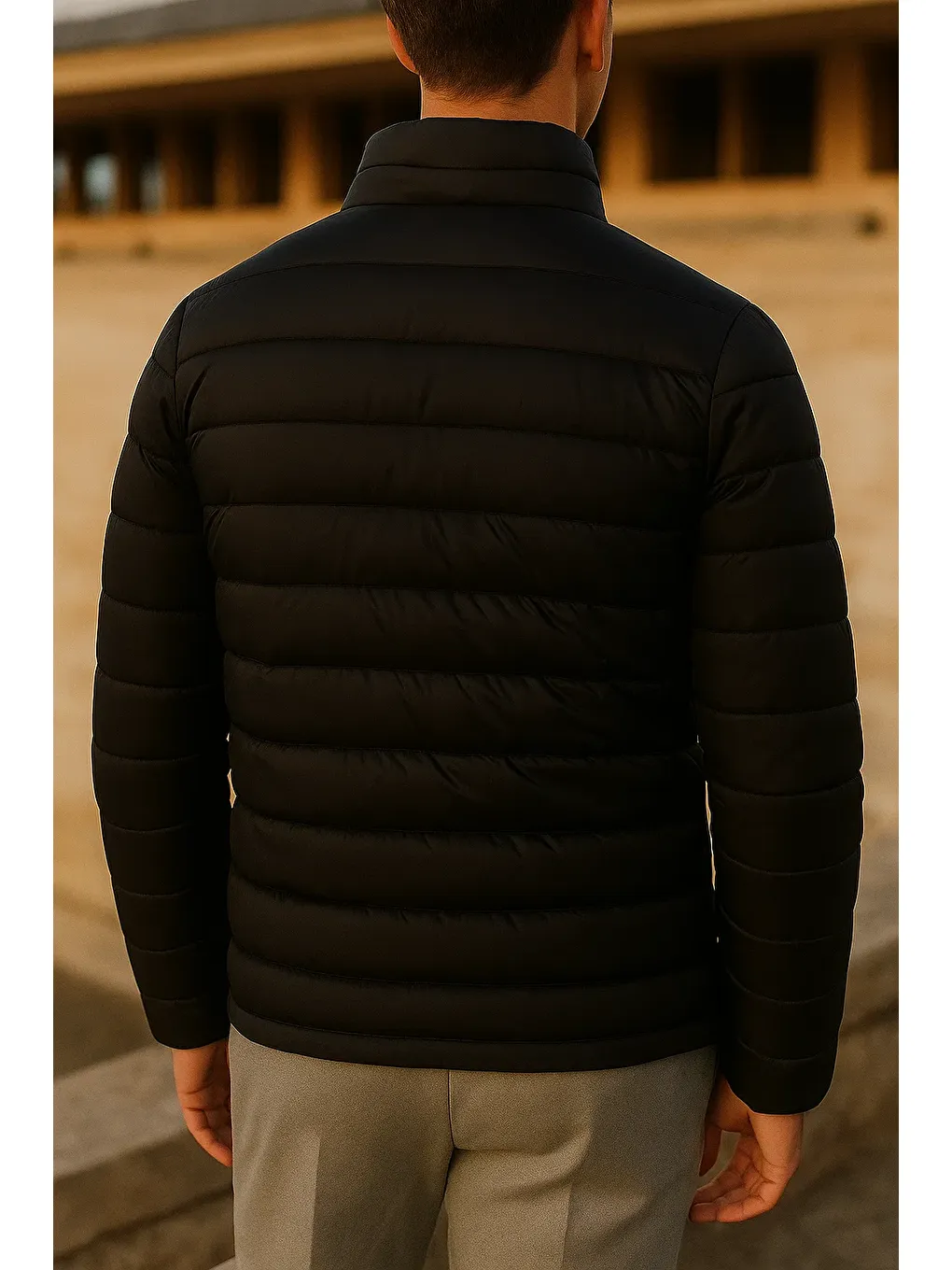 Erkek Kışlık Comfort Trend Günlük Siyah Şişme Mont-4