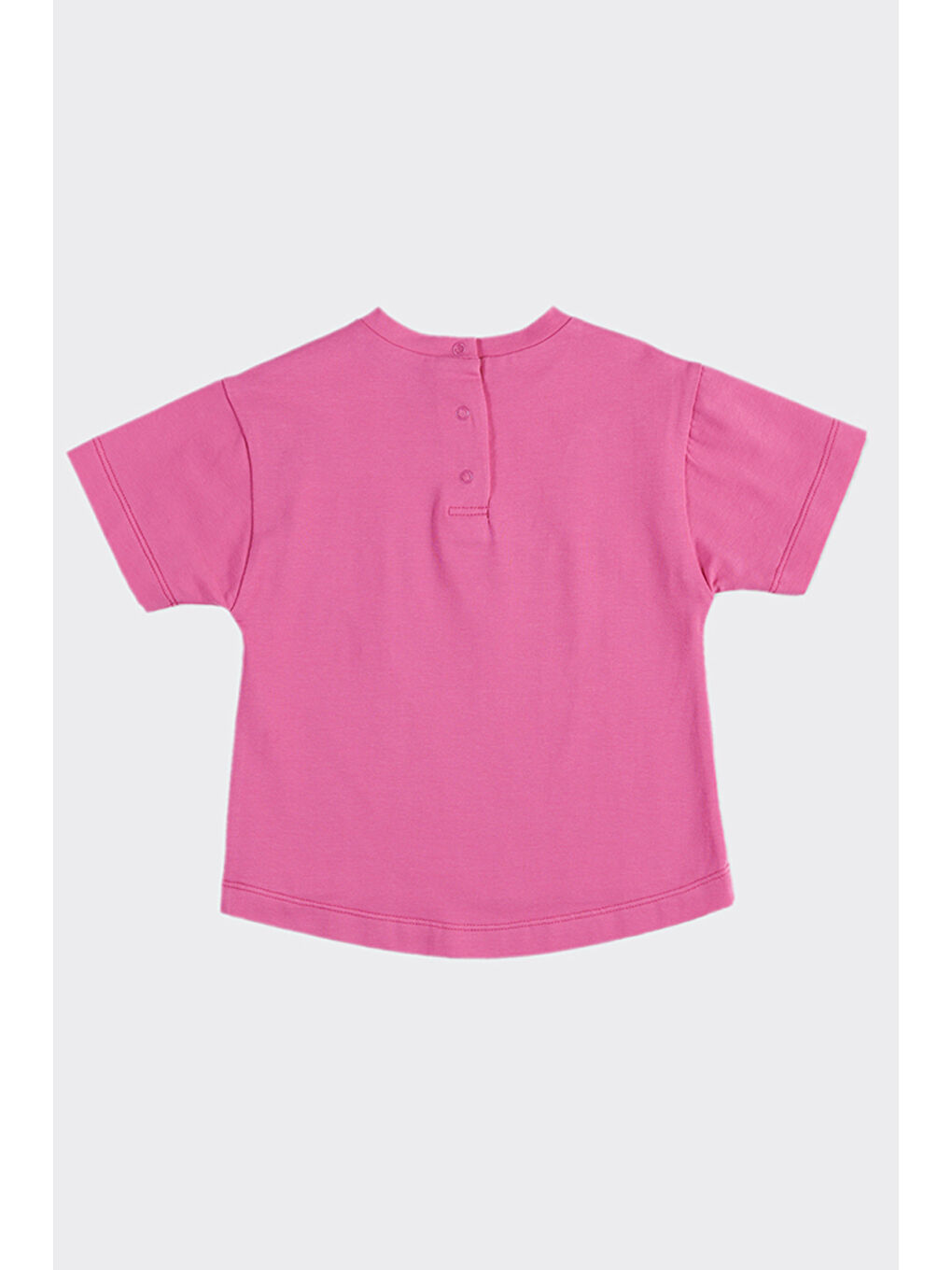 Kız Bebek Nakışlı Yaka Detaylı Fuşya Tişört-1
