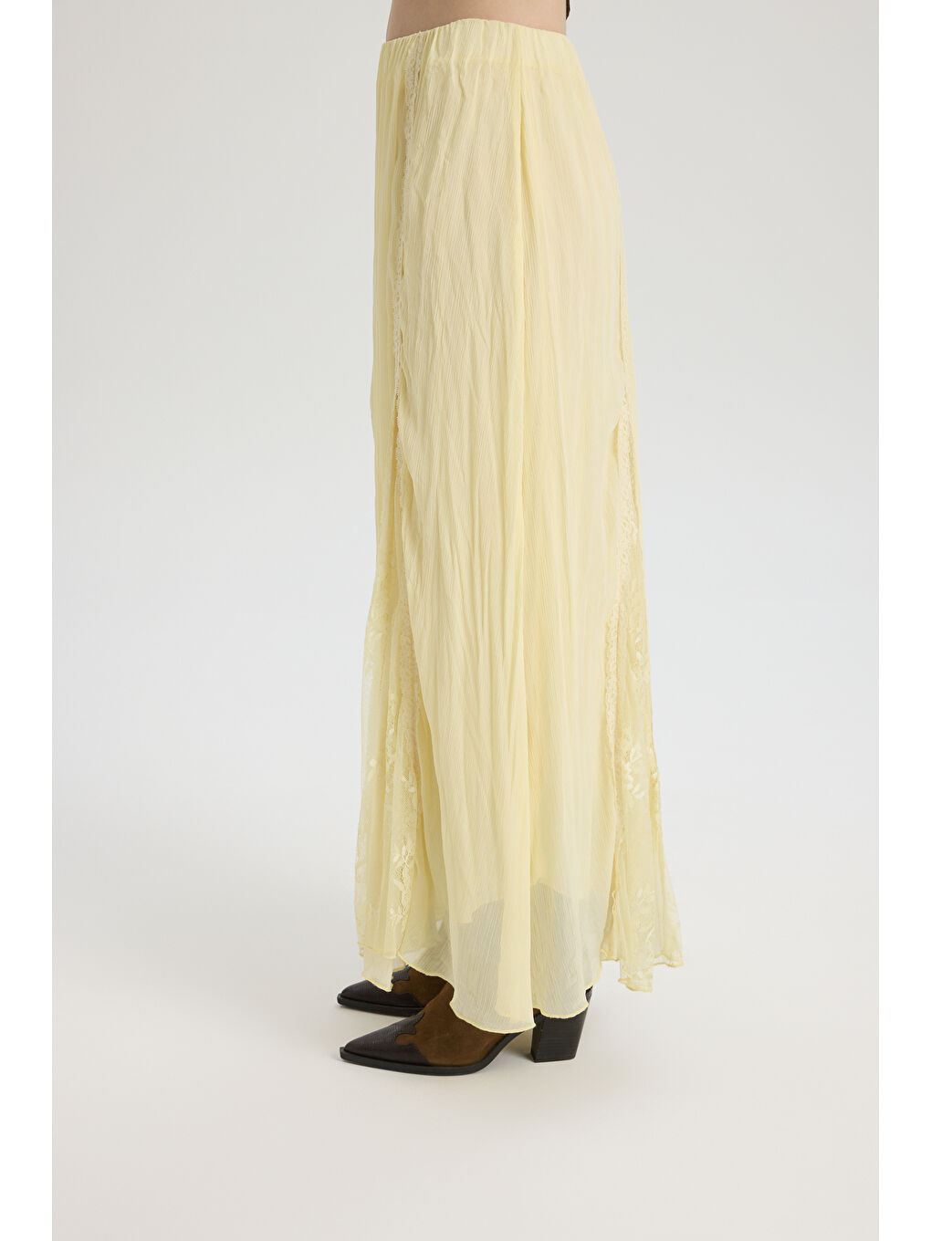 Aurore Dantel Detay Sarı Etek-3