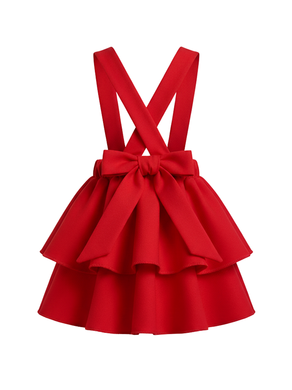 Kız Çocuk Helen Kırmızı Askılı Kat Kat Bağlama Jile Elbise-3