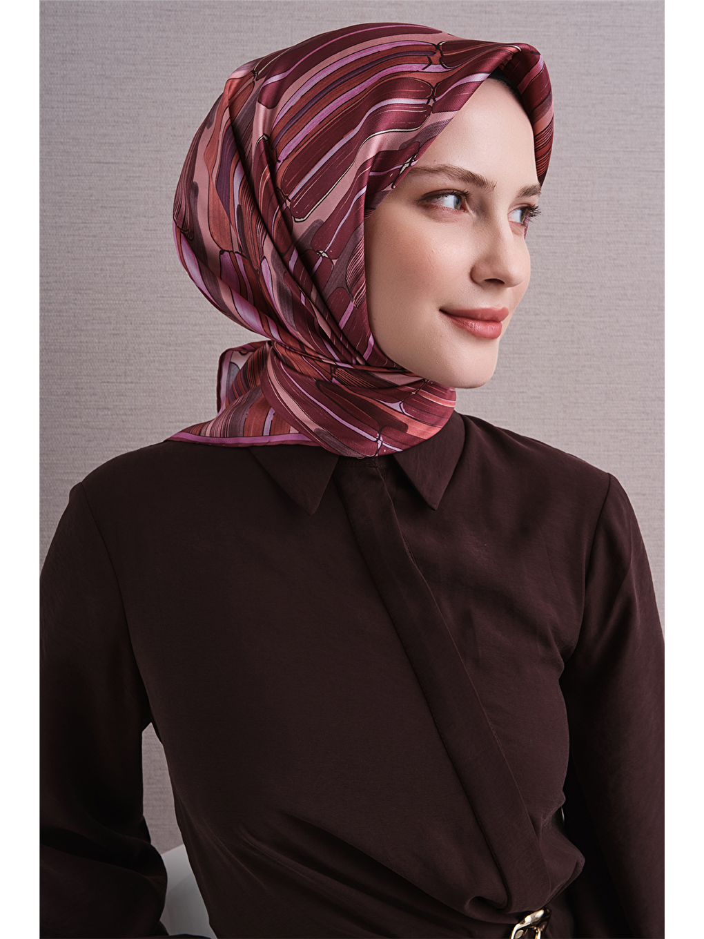 Bordo Saf İpek Twill Eşarp 9616d 54-1